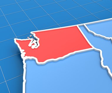 3D render vurgulanan Washington eyaleti ile ABD Haritası