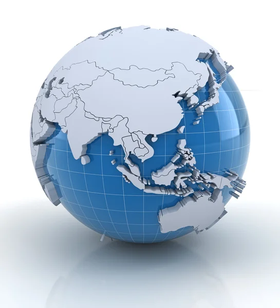 Globe with extruded continents, Europe and Africa region — Stock Photo, Image