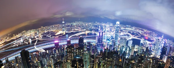 Hong Kong di notte, lunga esposizione — Foto Stock