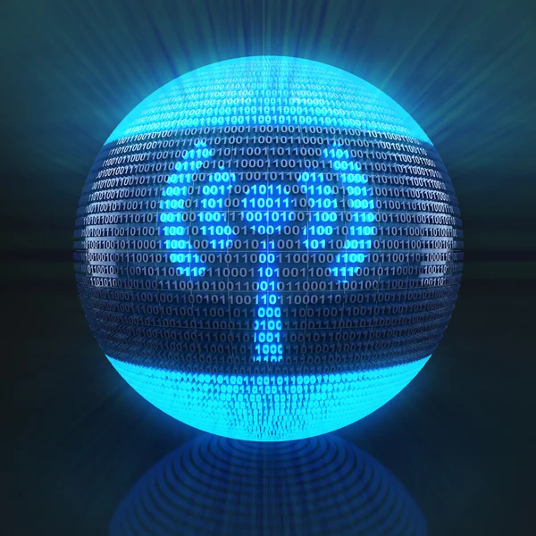 WiFi symbool op wereldbol gevormd door binaire code — Stockfoto