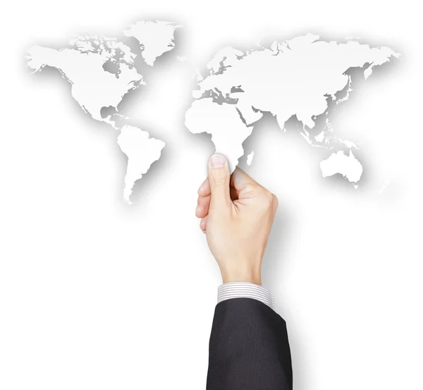 Hand holding world map — Stock Photo, Image