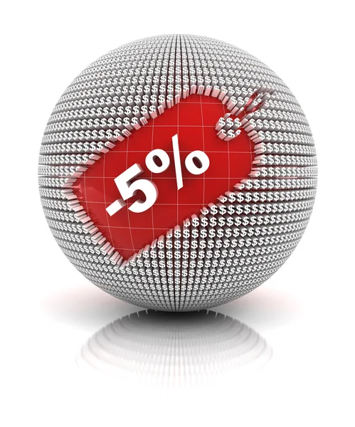 5 procent korting verkoop tag — Stockfoto