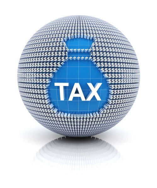 Tax icon on globe formed — Stock Photo, Image
