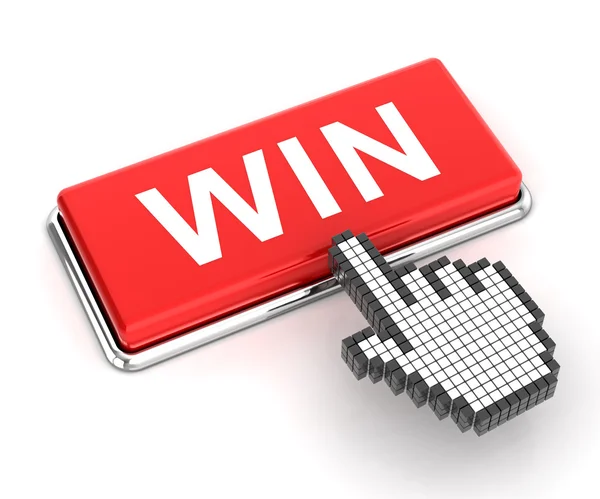 Cursor clicking a win button — Stock Photo, Image