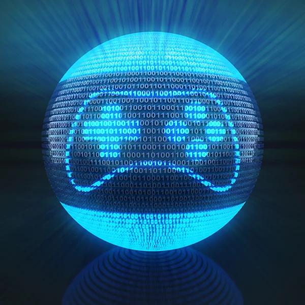 Gaming pictogram op wereldbol gevormd door binaire code — Stockfoto