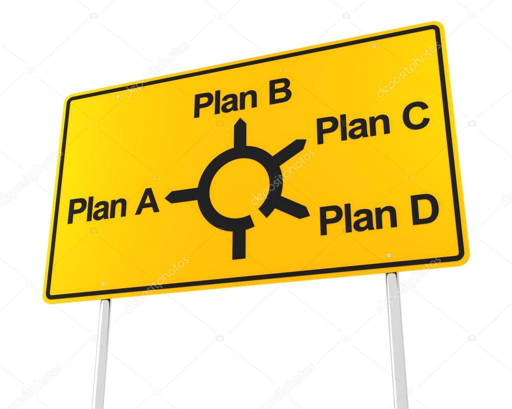 Road sign with options for different plans