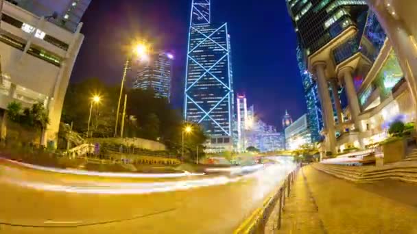 Hyperlapse video av en livligt trafikerad gata i amiralitetet i Hong Kong — Stockvideo