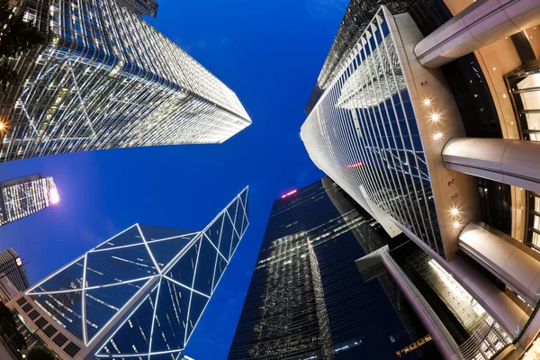 Fisheye view of skyscrapers in Hong Kong — Stock Photo, Image