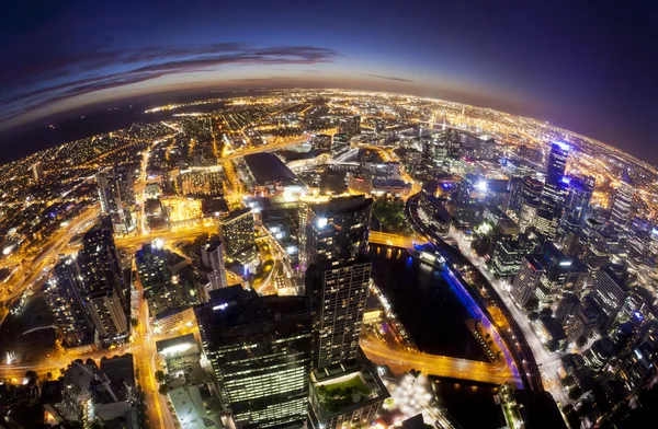 Fisheye vue sur Melbourne CBD, Australie — Photo