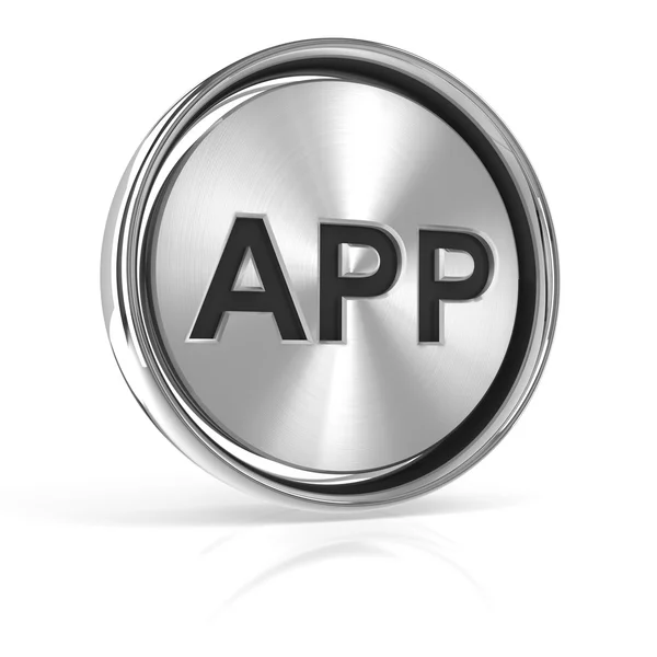 Fém App ikon, 3d render — Stock Fotó