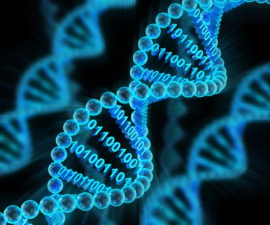 DNA molekülleri ile ikili kod, 3d render