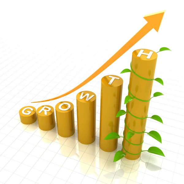 Growth chart with young plant, 3d render — Stock Photo, Image