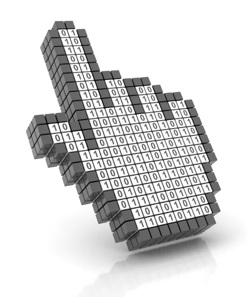 Hand-Cursor mit Binärcode — Stockfoto