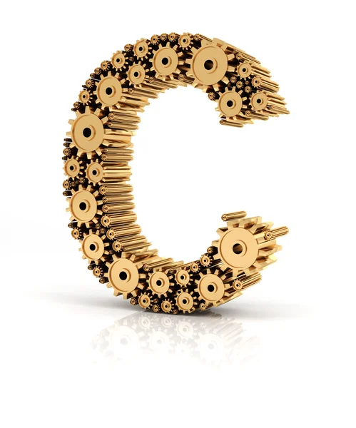 Alphabet C formed by gears — Stock Photo, Image