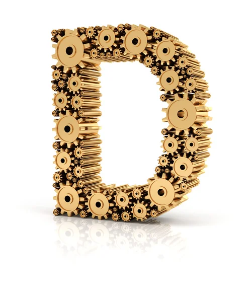 Alphabet D formed by gears — Stock Photo, Image