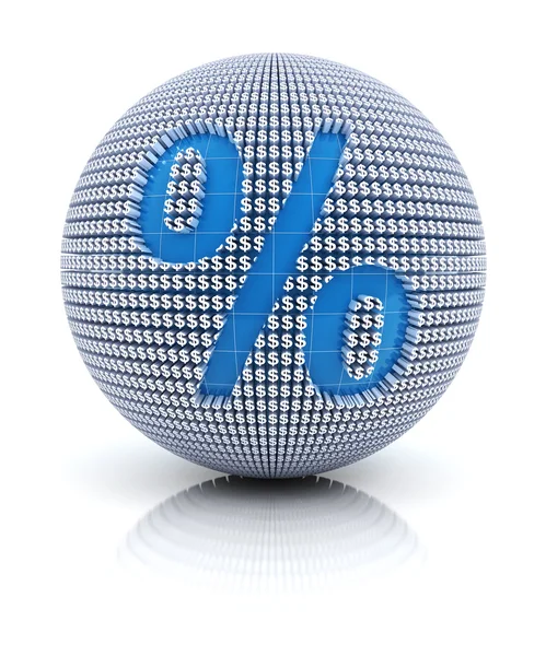 Percentage pictogram op wereldbol gevormd door dollarteken — Stockfoto