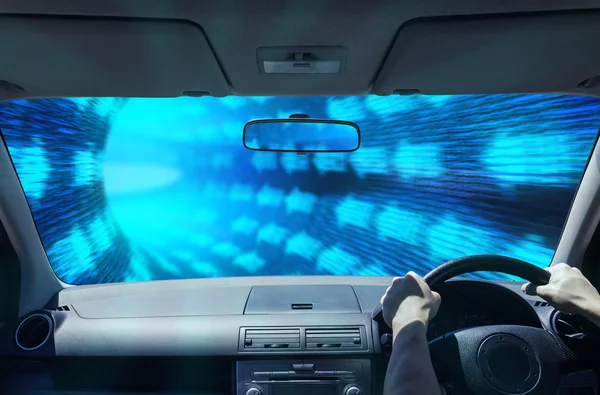 Rijden in een digitale tunnel — Stockfoto