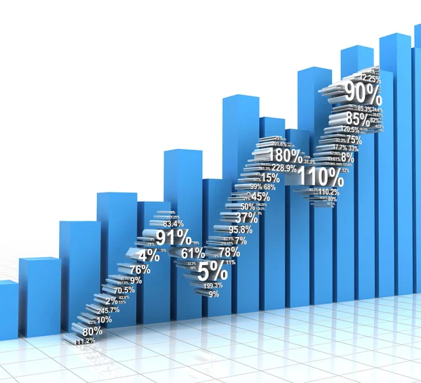 Cuadro de crecimiento con flecha ascendente formada por números — Foto de Stock