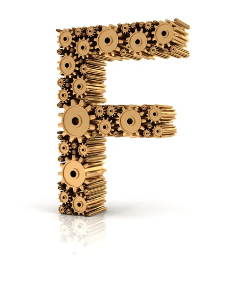 Alphabet F formed by gears — Stock Photo, Image