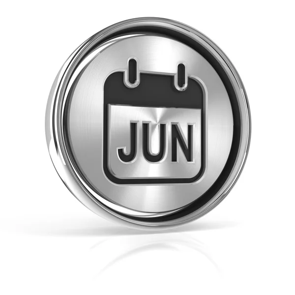 Het pictogram van de kalender van metalen juni — Stockfoto