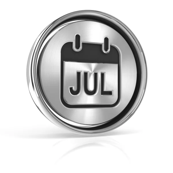 Het pictogram van de kalender van metalen juli — Stockfoto