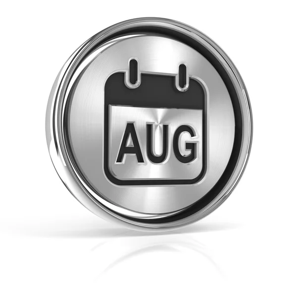 Het pictogram van de kalender van metalen augustus — Stockfoto