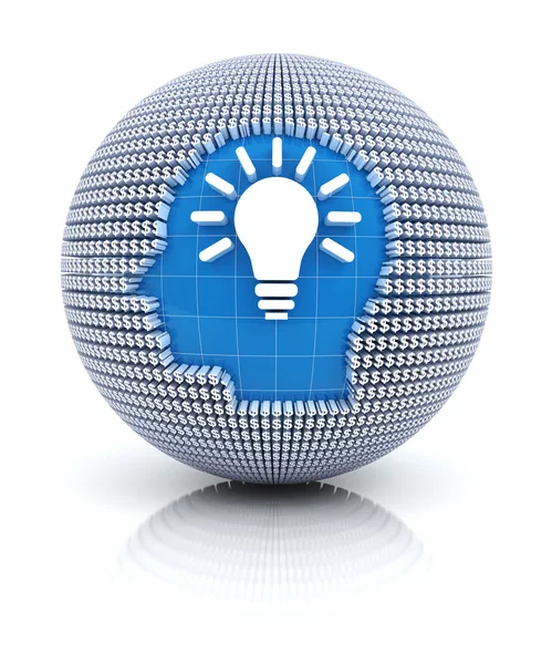 Business idea icon on globe formed by dollar signs — Stock Photo, Image