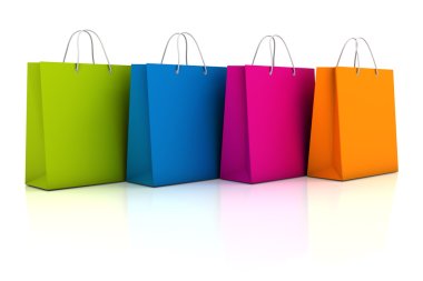 Colourful shopping bags, 3d render