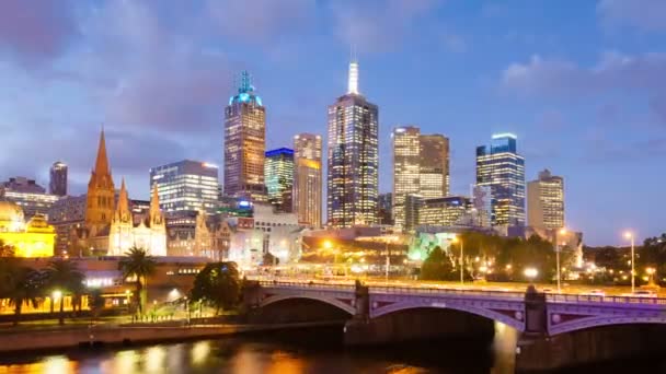 Hiperlapso, timelapse de movimiento, video del centro de Melbourne, Australia — Vídeo de stock