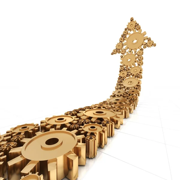Altın metalik gears, 3d tarafından kurulan ok render