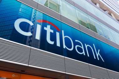 Citibank sign and logo in Mongkok, Hong Kong clipart