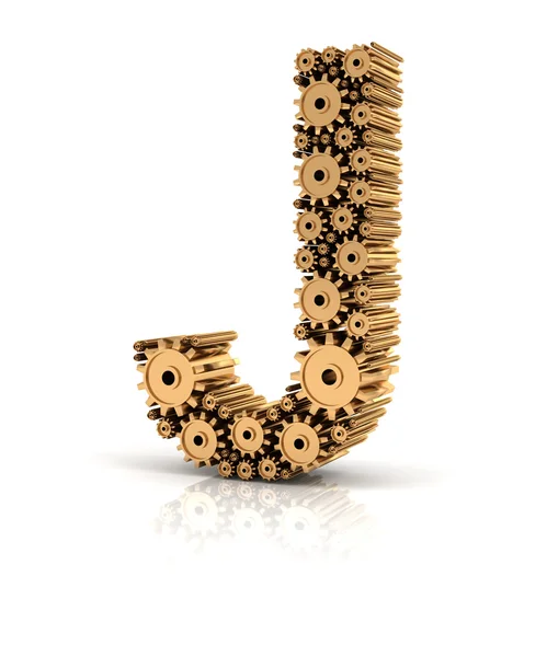 Alphabet J formed by gears — Stock Photo, Image