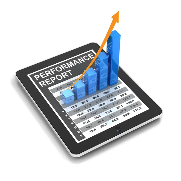 Digitální tablet s rostoucí graf — Stock fotografie