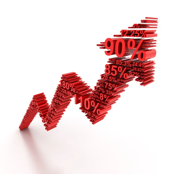 3d rising arrow formed by numbers — Stock Photo, Image