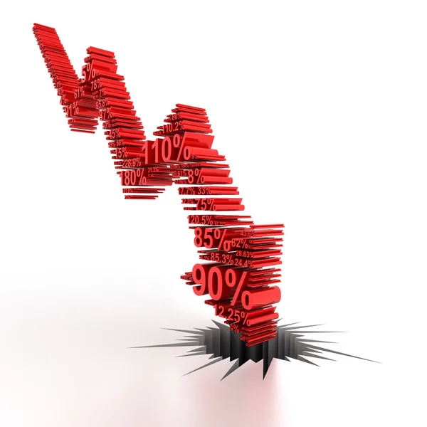 3d downward arrow formed by numbers — Stock Photo, Image