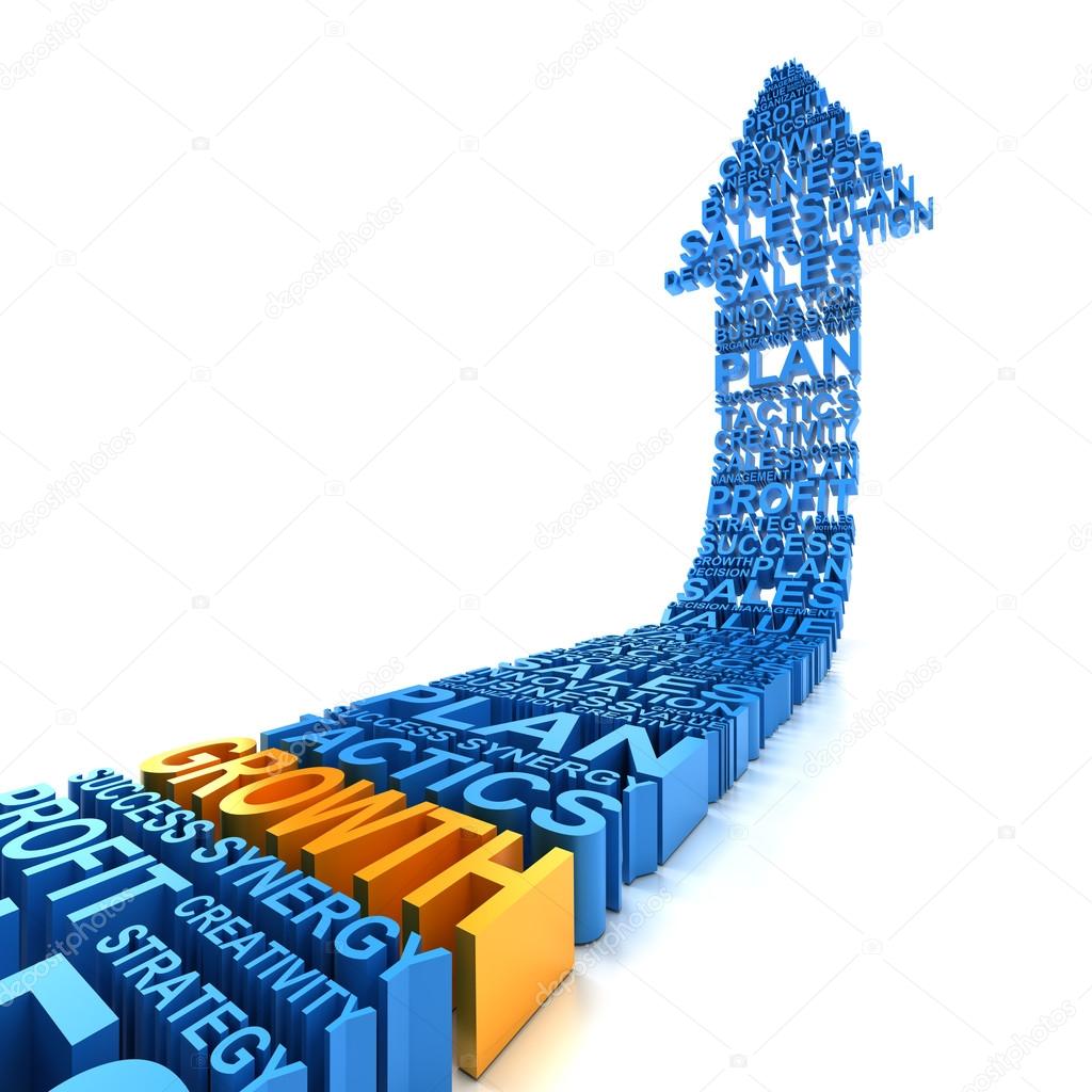 Business growth arrow, 3d render