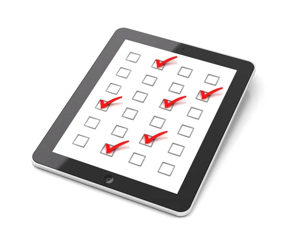Generic tablet PC with checkboxes — Stock Photo, Image