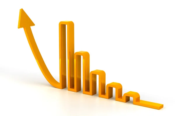 Arrow forming a rising bar graph — Stock Photo, Image