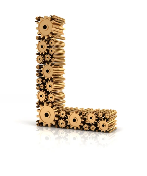 Alphabet L formed by gears — Stock Photo, Image