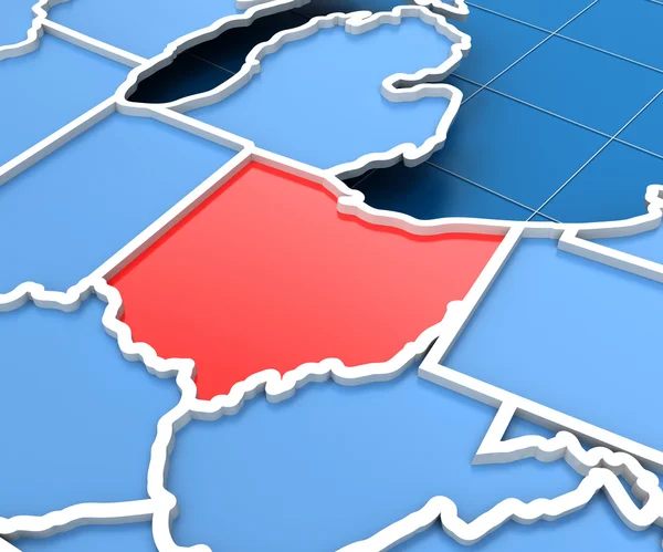 3D göra Usa karta med Ohio state belyst — Stockfoto