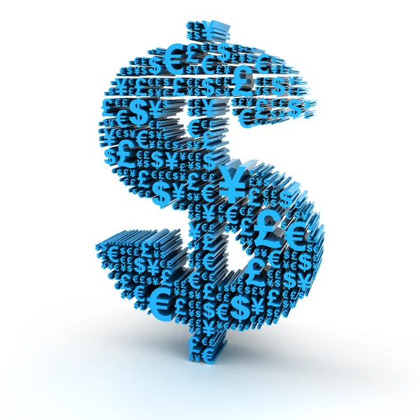 Dollar signs formed by major currency symbols — Stock Photo, Image