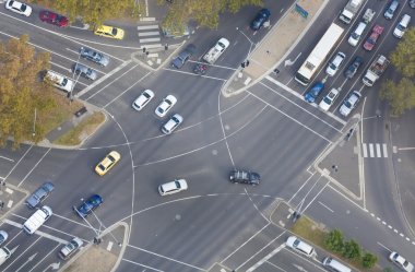 Top down view of an intersection clipart