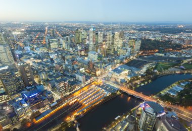 View of modern buildings in Melbourne, Australia clipart