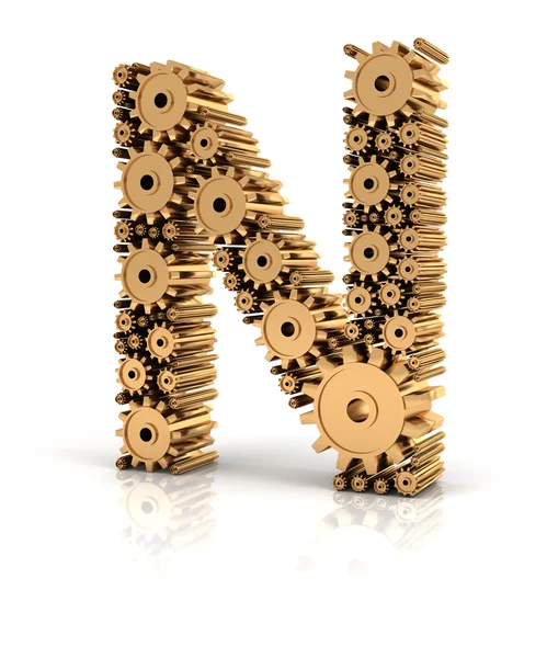 Alphabet N formed by gears — Stock Photo, Image