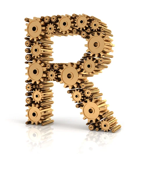 Alphabet R formed by gears — Stock Photo, Image