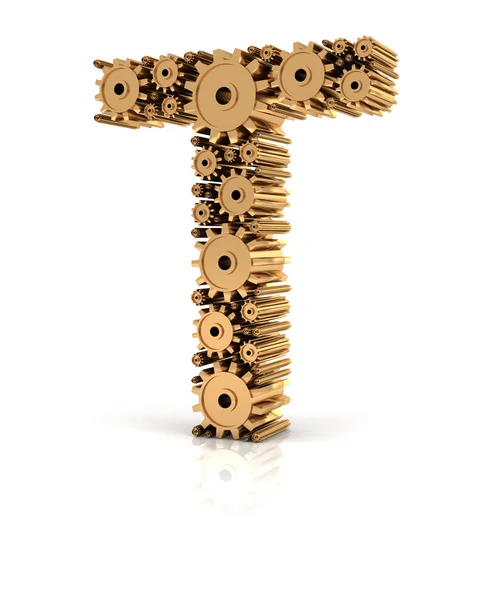 Alphabet T formed by gears — Stock Photo, Image