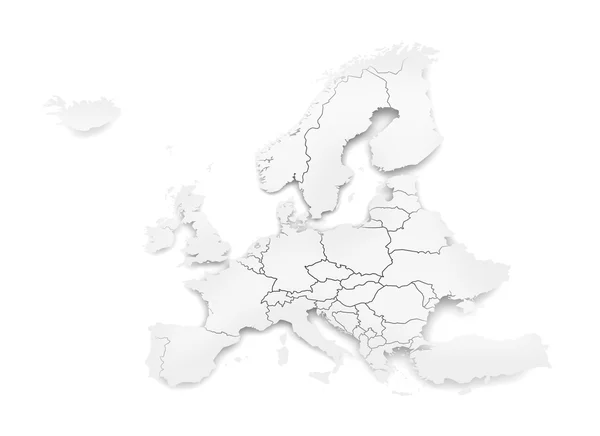 Detalle mapa en papel de Europa con fronteras nacionales — Foto de Stock