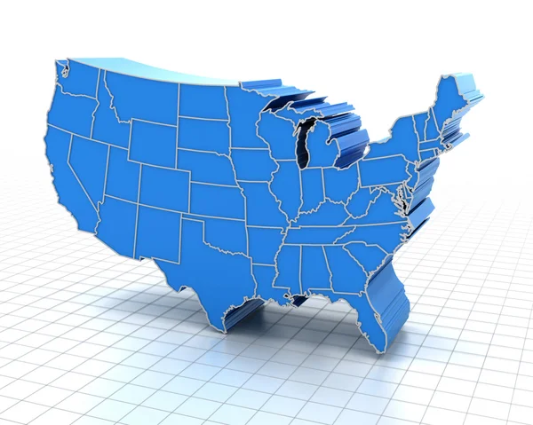 Mapa extruido de Estados Unidos con fronteras estatales —  Fotos de Stock