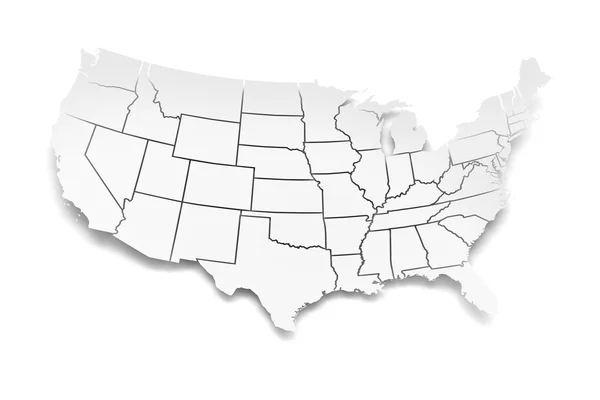Paper map of USA with state borders — Stock Photo, Image