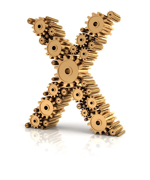 Alphabet X formed by gears — Stock Photo, Image